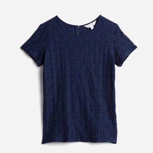 Market & Spruce Crochet Front Mixed Material Blouse